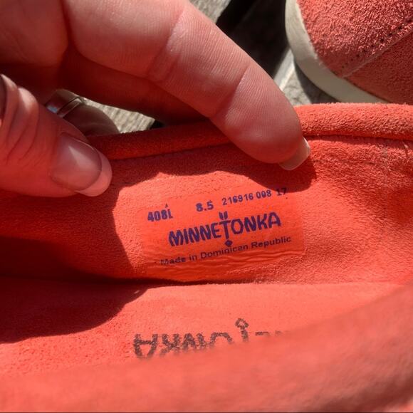 Minnetonka Newport Melon suede leather moccasins size 8.5 - Picture 6 of 7